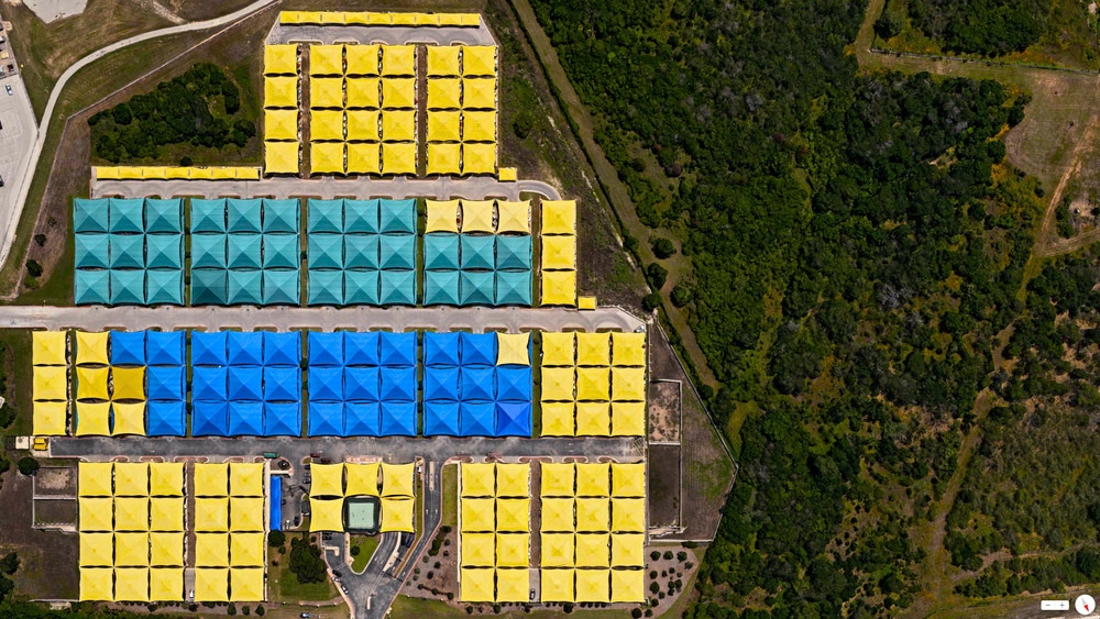 Giant Game of Tetris? No, a parking near Austin airport, Texas, USA 